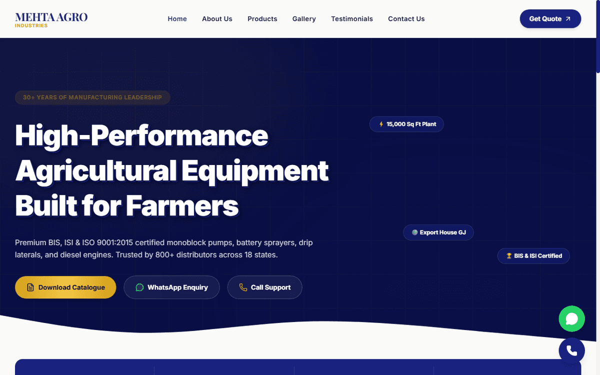 Mehta Agro Industries Web Platform Preview